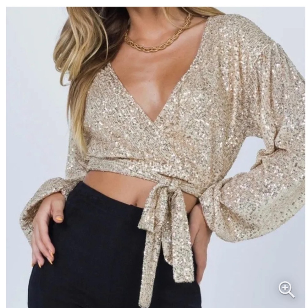 PRINCESS POLLY sequin crop top